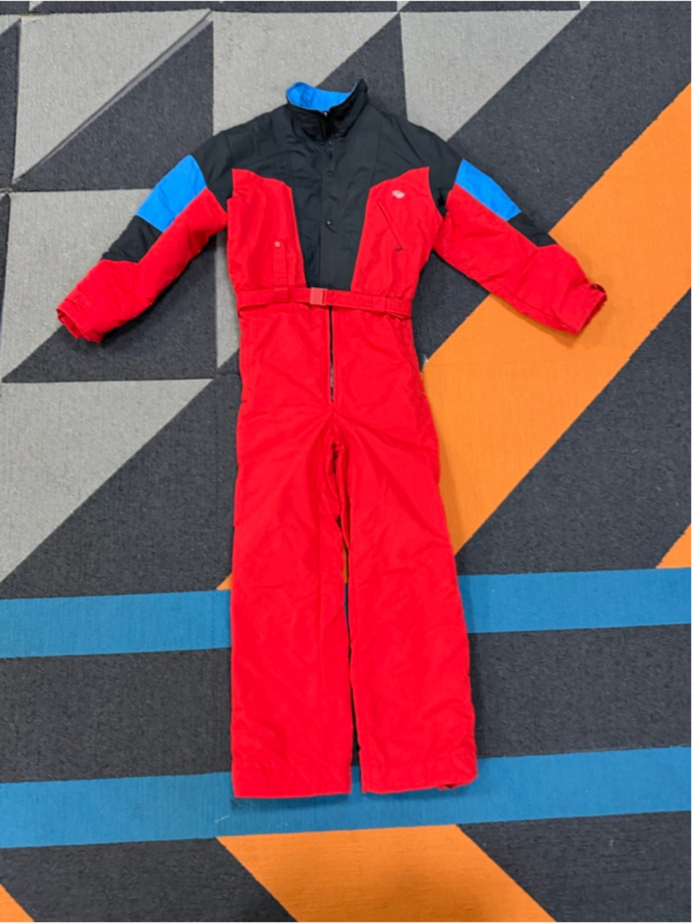 Men's Roffe Ski & Snowboard Full Suit Large Red Black Blue Vintage Winter Snow